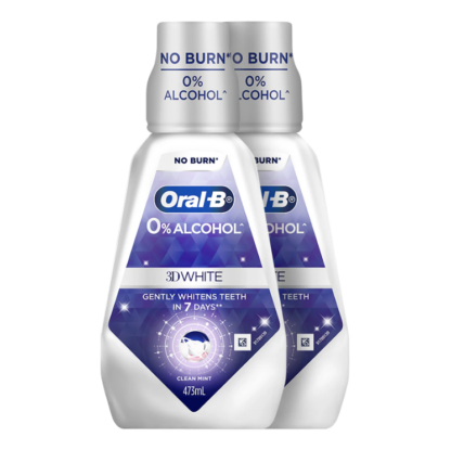 Oral B 3D White Mouthwash 473ml Pack 2